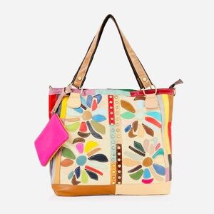 SOLD - Colorful Floral Patchwork Tote Bag